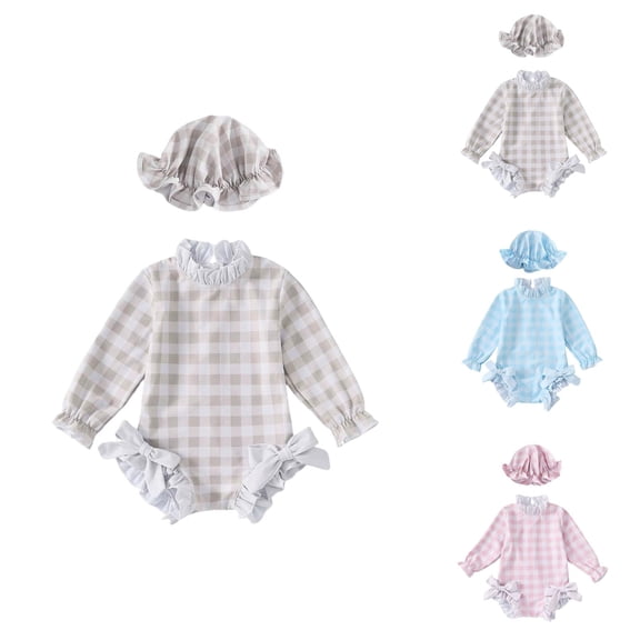 Girls Swimsuit Baby Rash Guard Girls Long Sleeve Swimsuit Romper with Matching Hat Sun Protection Bathing Suit Quick-Dry Beach Wear for Toddlers
