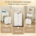 thumbnail image 5 of 20-Inch 3-in-1 Compact Vanity Desk with Flip Top LED Mirror, Hidden Storage Chair, and 2 Drawers, White, 5 of 9