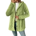 thumbnail image 6 of QSAWXQZ Jacquard Fuzzy Mid Length Coat for Women Long Sleeve Hooded Button Down Warm Outerwear Cardigan Jacket Green 3XL, 6 of 8