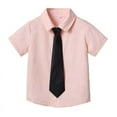 thumbnail image 1 of vdgthytj Toddler Baby Boys Girls Button down Shirts Kids Collared Neckties Short Sleeve Solid Color Summer Tops Tee, 1 of 8