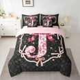 thumbnail image 2 of Castle Fairy Full 7-Piece Ribbon Bow Letter Monogrammed J Boho Floral Damask Bedding Set, 2 of 8