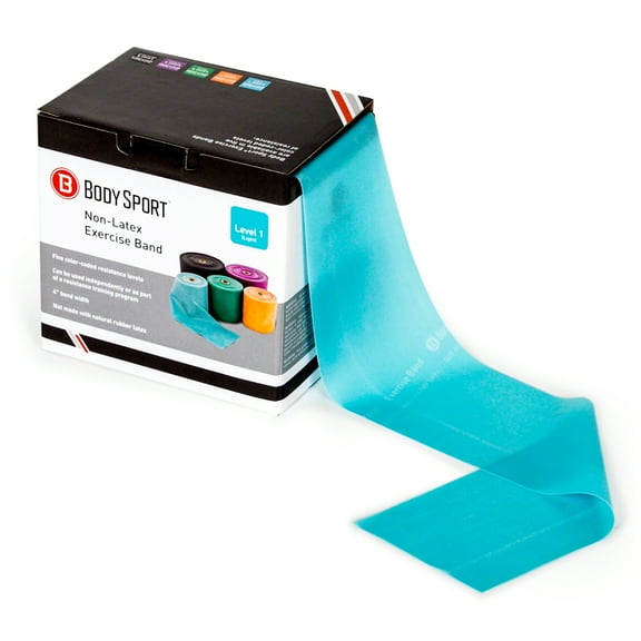Body Sport Latex-Free Bulk-Packaged Exercise Bands, 50 yd., Light, Light Blue