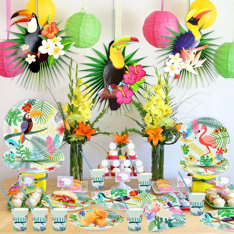 Beach Party Paper Plates - 9 Inch Hawaiian Summer Themed Plates, 24 Pack For Luau, Birthday & Outdoor Parties