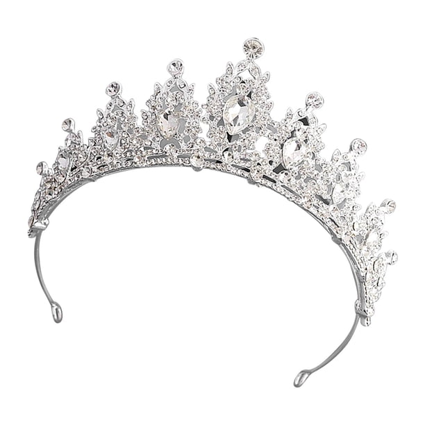 Corona de novia, corona de boda para mujer, diadema con diamantes de imitación, corona de boda para mujer, compacta y ligera