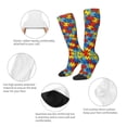 thumbnail image 4 of Womens Autism Awareness Puzzles Knee High Socks Comfy Thermal Boot Long Socks, 4 of 7