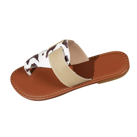 

Sandals for Women Ladies Flip Flops Flat Sandals Buckle Rome Shoes Colorblock Flat Thong Sandals