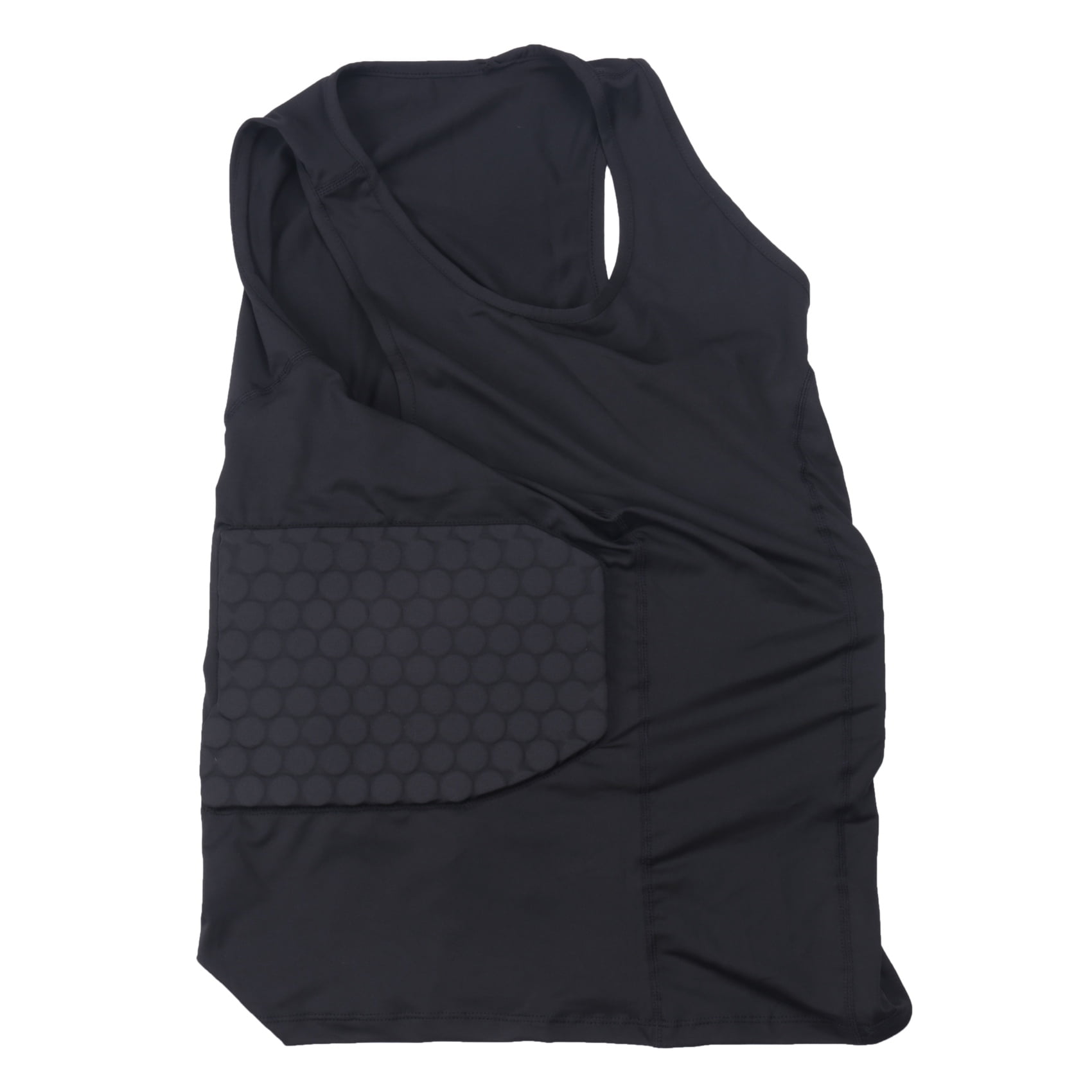 Geloo Men s Rib Protector Padded Vest Compression Shirt Training Vest With 3 Pad For Football Soccer Basketball Hockey Protective Gear L Black
