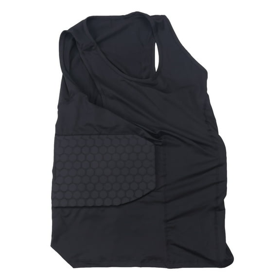 Men's Rib Protector Padded Vest Compression Shirt Training Vest with 3-Pad for Football Soccer Basketball Hockey Protective Gear L