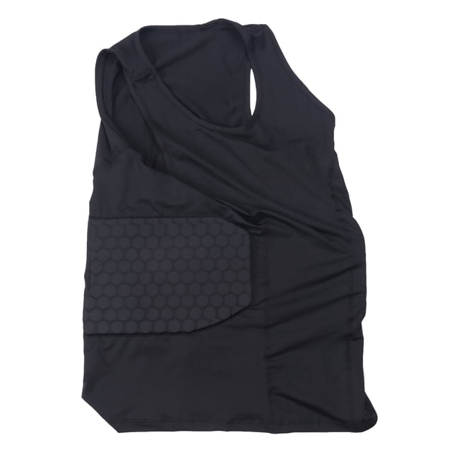 Men's Rib Protector Padded Vest Compression Shirt Training Vest with 3-Pad for Football Soccer Basketball Hockey Protective Gear L