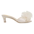 thumbnail image 3 of XYD Women Pearls Bowknot Open Toe Mules Slip on Kitten Low Heel Shoes Elegant Wedding Party Date Slide Sandals Size 15.5 Ivory, 3 of 4