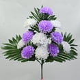 thumbnail image 4 of 2 Bouquets Cemetery Flowers For Grave Memorial 12 Heads Artificial Flowers Cemetery Day Grave Faux Chrysanthemum Arrangements Lasting And Non-Bleed Colors For Headstones Tombstone Decor(White&Purple), 4 of 5