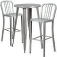 thumbnail image 2 of Emma + Oliver Commercial 24" Round Silver Metal Bar Table Set-2 Vertical Slat Back Stools, 2 of 5