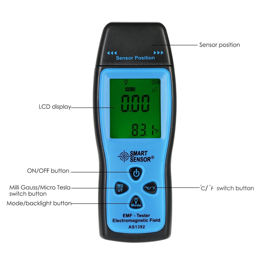 SMART SENSOR Handheld Mini Digital LCD EMF Tester Electromagnetic Field  Radiation Detector Meter Dosimeter Tester Counter