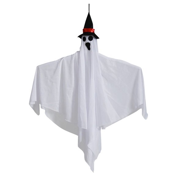 TIELUTT Décorations Suspendues d'Halloween Accessoires Blancs pour Bars, Salles d'Évasion et Scènes, Ornement en Vrac Transparent, Ornement de Gui, Ensemble de Barbe et Chapeau à Paillettes, Chaîne de Lustre