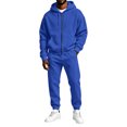 thumbnail image 2 of Domuza 2‑Piece Sweatsuit Tracksuit for Men Full Zip Long Sleeve Hoodie & Jogger Sweatpants, Soft Comfort Athletic Casual Jogging Outfit, 2 of 5