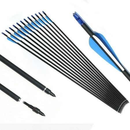 12pcs 30 Carbon Arrows OD 7.8mm Spine 500 For Compound/Recurve Bow