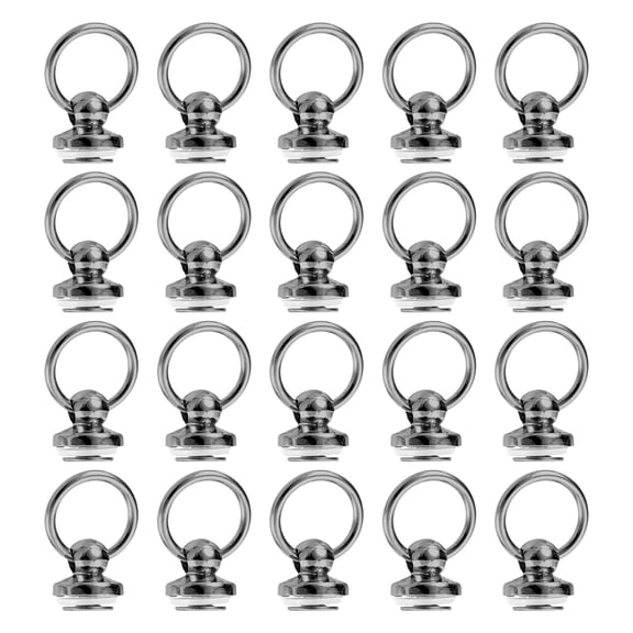 24Pcs Screw Round Head Rivet, 7mm Pull Ring Rivet Fasteners, Screw Rivet Studs for DIY Leather Craft Belts Purse Handbags (Metallic Black)