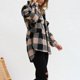 thumbnail image 5 of Chaqueta de manga larga para mujer chaqueta de piel sintética a cuadros abrigo holgado y cálido traje diario, 5 of 8