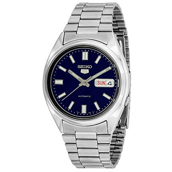 Seiko SNXS77 Automatic Blue Day Date Dial Silver Steel Bracelet Men Watch NEW