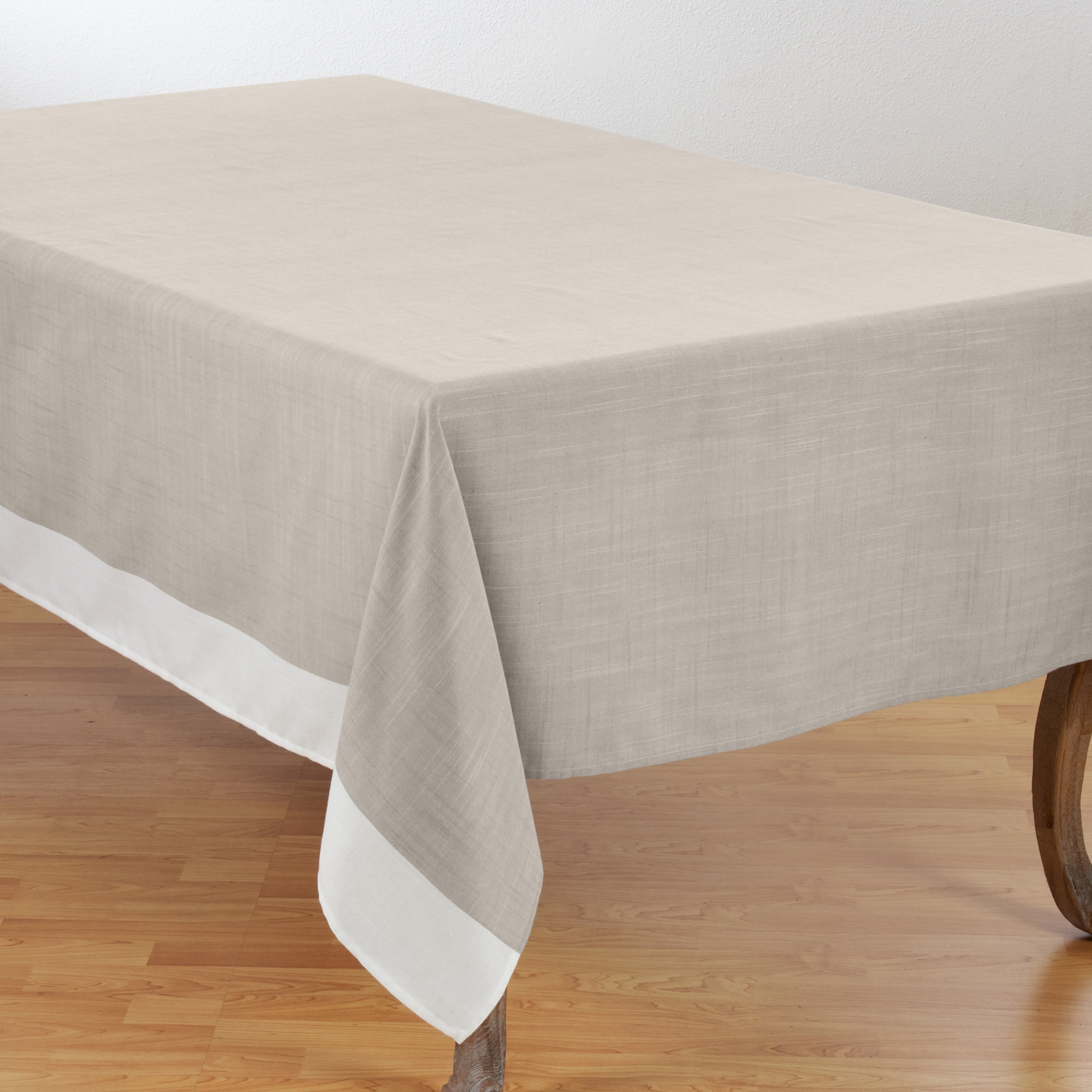 Saro Lifestyle Poly Tablecloth with Banded Border Natural 67 x 180 ...