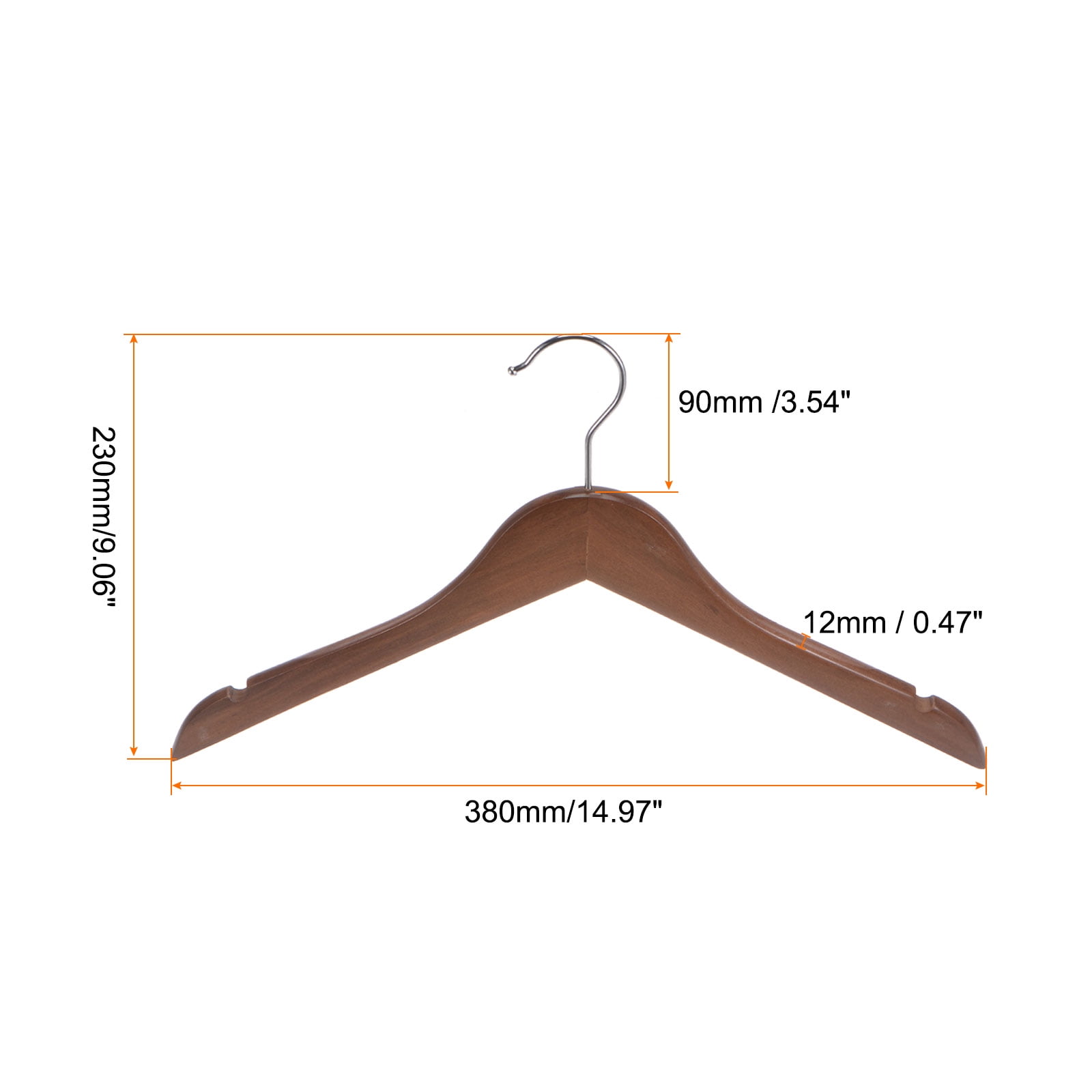 Unique Bargains Wooden Pants Hangers U-Notches Retro Coat Hanger Brown 14.96"x9.06"