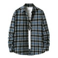 thumbnail image 1 of Pompotops Chemise à Carreaux pour Hommes Ajustée Col Rabattu Manches Longues en Solde, 1 of 7