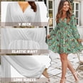 thumbnail image 6 of Yuyamidu Horse Long Sleeve Dress for Women Casual A-line Midi Dress Size S Flower V-Neck Elastic Waist Dress Women Flowy Swing Dresses Party Dress, Green, 6 of 7