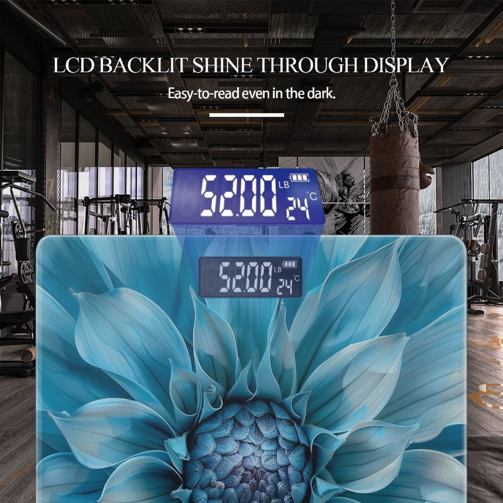 High Precision Body Weight Scale Smart Bathroom Scales with Large LCD Display(400lbs),Decorative for Bedroom-Blue Dahlia Flower With Petals In Shades Of Light