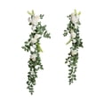 thumbnail image 2 of 2 piezas PEW flores silla de iglesia conjunto de flores respaldo de silla flores artificiales florales eucalipto para fiesta aniversario, 2 of 9