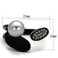 thumbnail image 2 of Womens Black Ring Anillo Para Mujer Stainless Steel Ring with Synthetic Pearl in Gray Desdemona, 2 of 4
