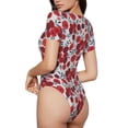 thumbnail image 3 of The Xecao Red Hawthorn Women's Crew Neck Body Suit, a short-sleeved bodysuit and basic swimsuit, both comfort and style for dating and daily life, 3 of 9