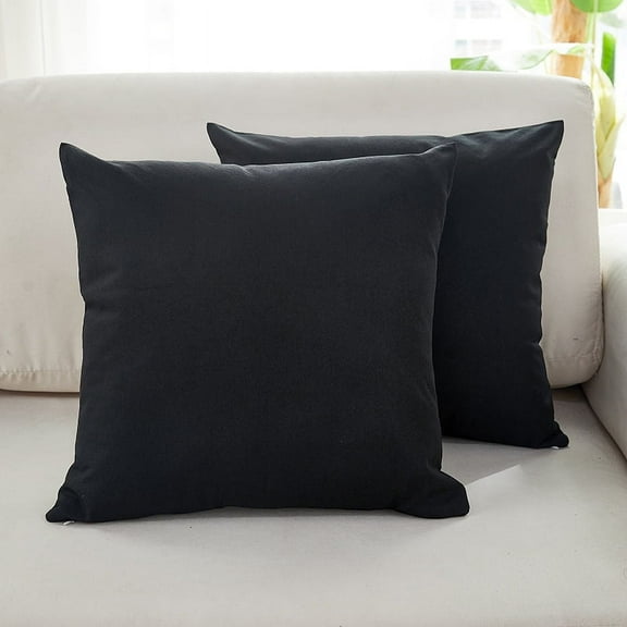 Pack of 2 Couch Throw Pillow Covers 20x20 Inch Soft Decorative Pillow Covers Farmhouse Boho Cushion Covers for Mid Century Modern Home Decor Sofa Bedroom Living Room，Quiet Black