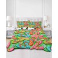 thumbnail image 2 of Quilts Twin-XL Size Bedding Set, Watercolor Flip Flop Lightweight Quilted Comforter, Ocean Beach Slippers Summer Soft Reversible Bedspread Coverlet with Pillow Covers for All Season, 68" x 98", 2 of 7