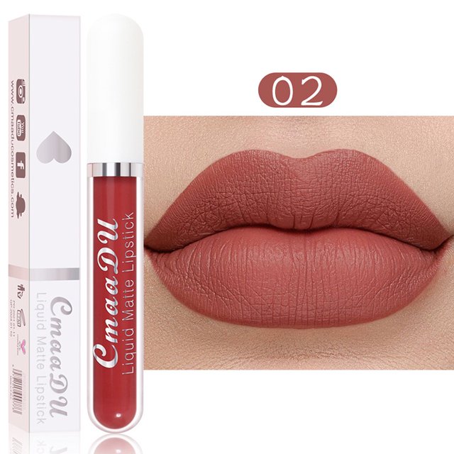 Lápiz Labial Líquido De Larga Duración Mate Brillo De Labios Para Mujeres Taza Antiadherente Roja Impermeable