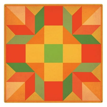 

Pasttime Signs AQP206 24 x 24 in. Orange Quilt Vintage Metal Sign