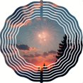 thumbnail image 2 of Vibrant Metal Hanging Wind Spinners & Chimes - Artistic Sunset Design with Silhouetted Trees & Fireworks for Yard & Garden Decor, 2 of 6
