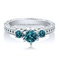 thumbnail image 2 of Gem Stone King 0.96 Ct Round London Blue Topaz 925 Sterling Silver Ring (Size 6), 2 of 2