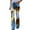 Blue, variant on LUOGENLI Female Casual Pants Women's Bootcut Distressed Flared Denim Print Casual Pants Flower Print Denim Jeans Womens Casual Pants Regular Fit Women Casual Pants Stretch Blue L