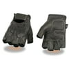 Milwaukee Leather Men's Flame Embroidered Fingerless Glove w/ Gel Palm