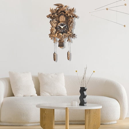 Votnto Vintage Bavarian Wall Clock, Carved Bird & Leaf Design Hourly Chime Decorative Hanging Clock for Home Bedroom Cafe Decor