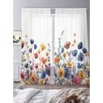 thumbnail image 3 of Colorful Spring Floral Semi Sheer Window Curtains 108 Inches Long, Elegant Summer Botanical Watercolor Rod Pocket Voile Chiffon Curtain Light Filtering Drapes for Living Room, 52"x108", 2 Panels, 3 of 9