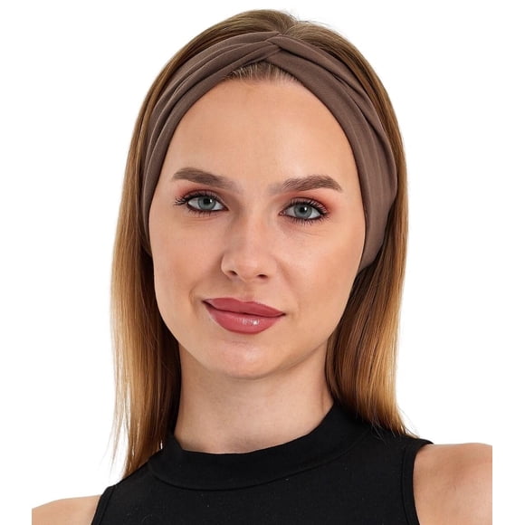 Diademas elásticas anudadas para mujer, color sólido, antideslizantes, para yoga, entrenamiento, correr (marrón, 1 unidad (paquete de 1))