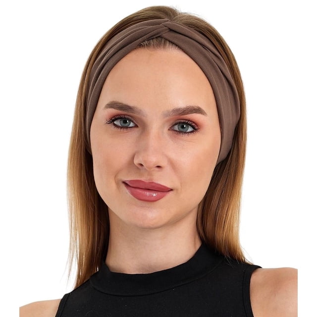 Diademas elásticas anudadas para mujer, color sólido, antideslizantes, para yoga, entrenamiento, correr (marrón, 1 unidad (paquete de 1))