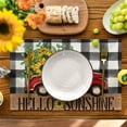 thumbnail image 2 of Buffalo Plaid Sunflower Truck Placemats for Dining Table, 12 x 18 Inch Summer Fall Decoration Rustic Vintage Washable Table Mats Set of 4, 2 of 6