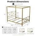 thumbnail image 4 of Furniture of America Rosedale Modern Metal X-Cross Canopy Bed, Full Size, Black, 4 of 14