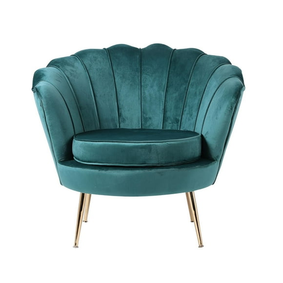 Chaise longue Plata Import en velours vert avec pieds dorés