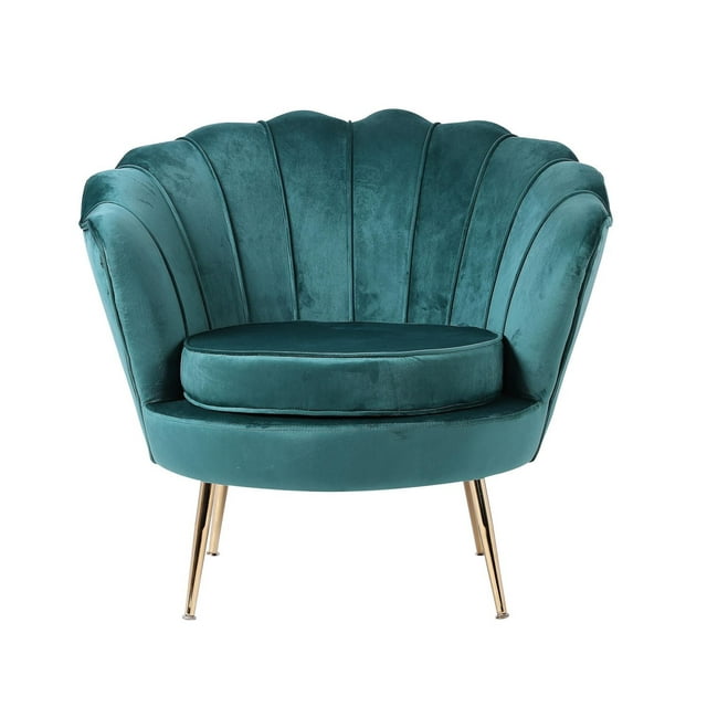 Chaise longue Plata Import en velours vert avec pieds dorés