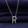 thumbnail image 4 of 18K Rose Gold Plated Initial Necklace | Moissanite Diamond Alphabet Necklace | Dainty Necklaces for Her | Letter "R" Pendant Necklace |18" + 2" Adjustable Chain, 4 of 6