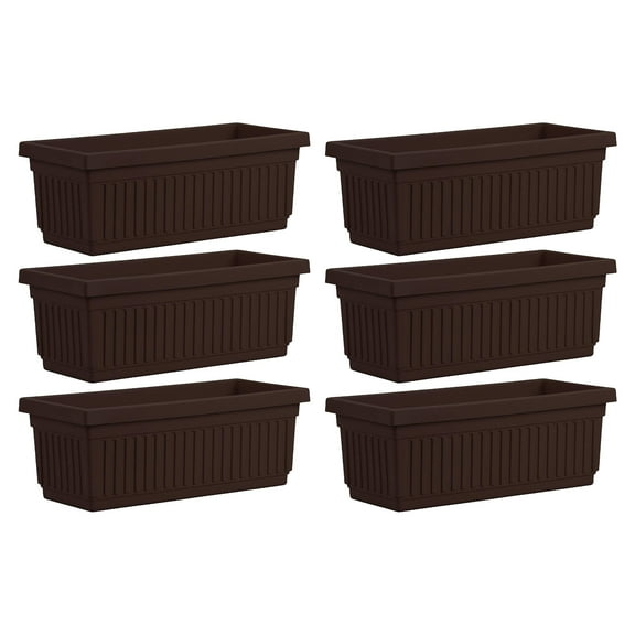 HC Companies 29.5" Fluted Venetian Flower Box, Chocolate (6 Pack)