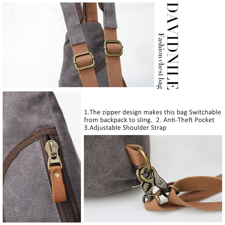KL928 Canvas Sling Bag, Small Crossbody Backpack for Outdoor